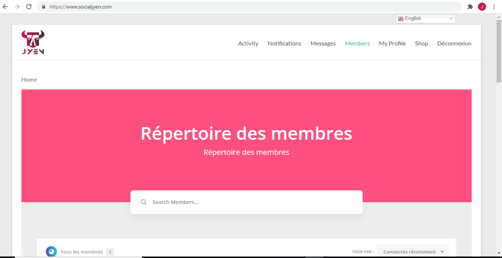 page d'accueil de socialjyen